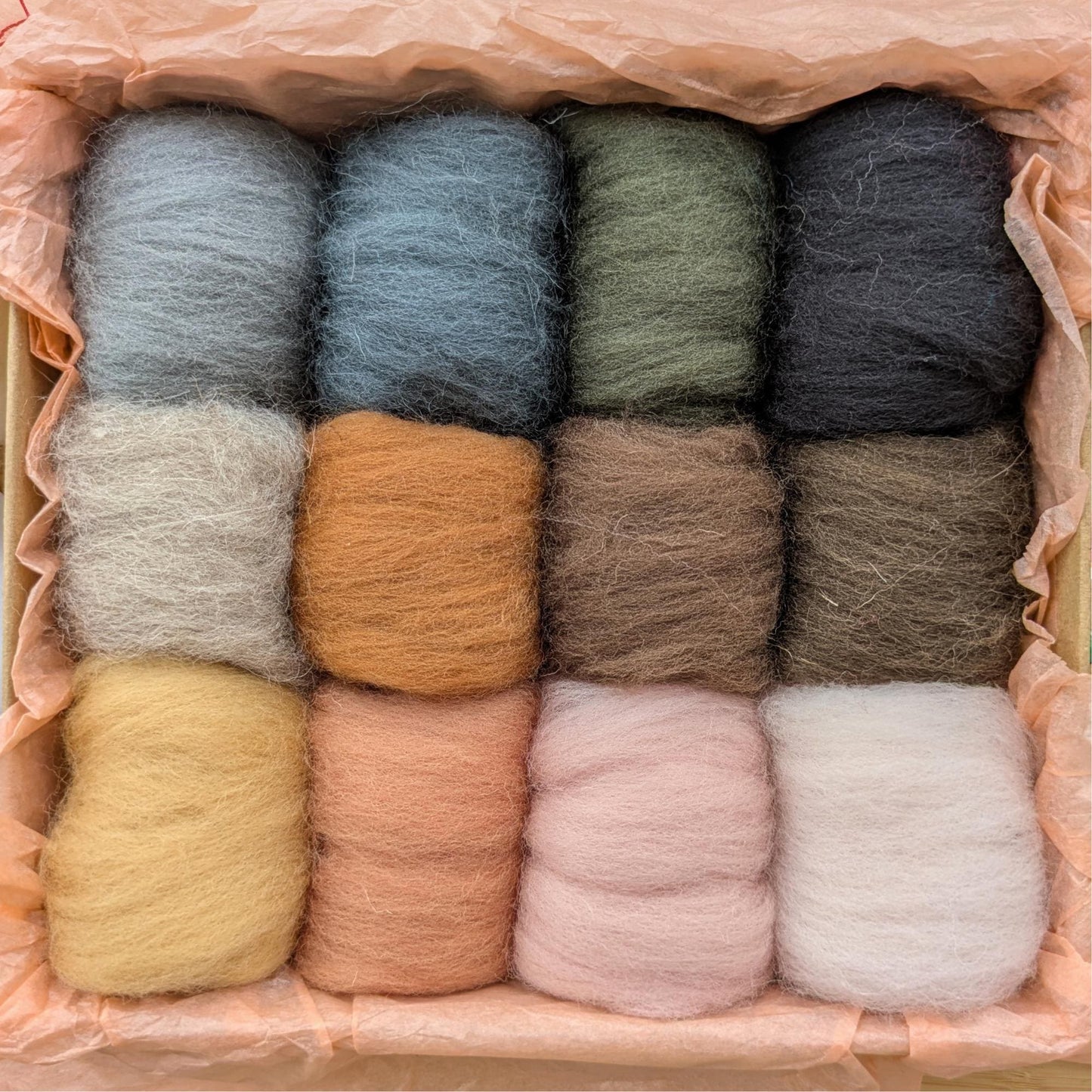 Merino Wool Roving Set – 12 Colors, Warm Tones