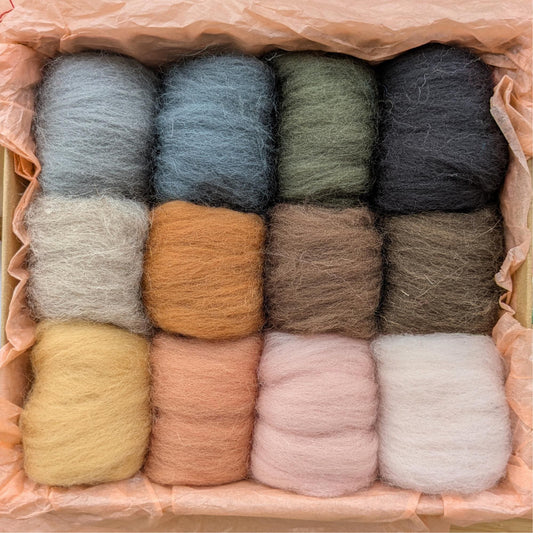 Merino Wool Roving Set – 12 Colors, Warm Tones