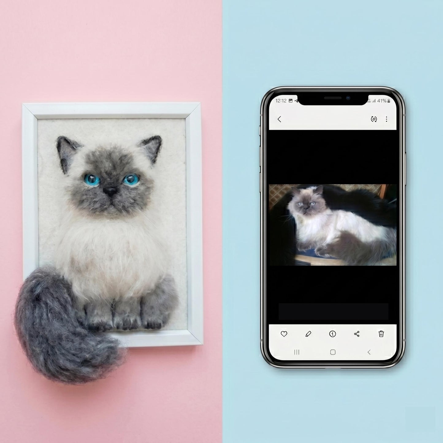 Custom Needle Felted Pet Portrait