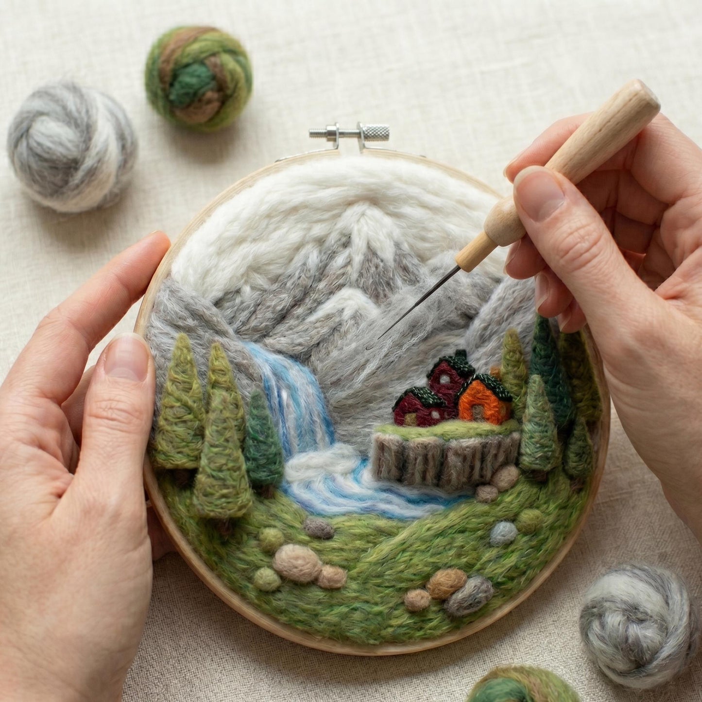 Mountains & Waterfall Needle Felting Kit