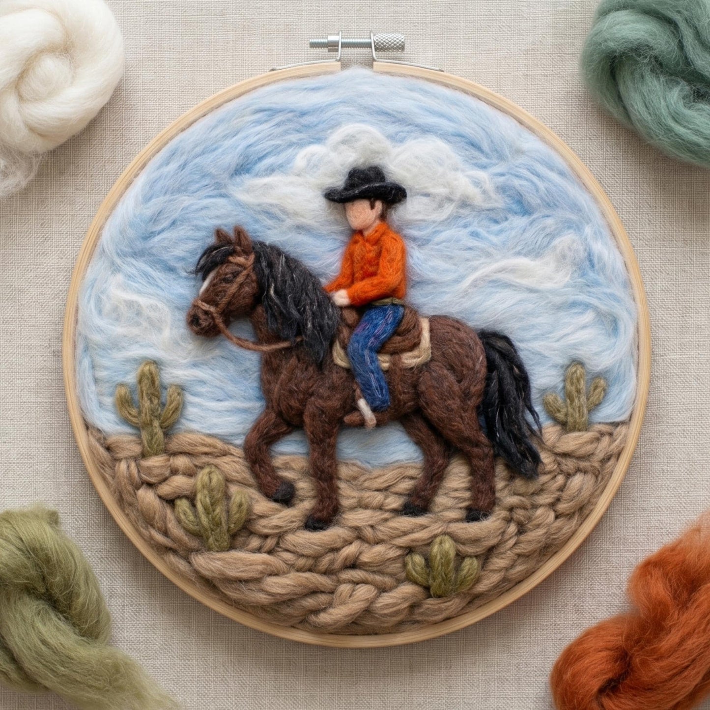 Cowboy on Horseback Needle Felting Kit