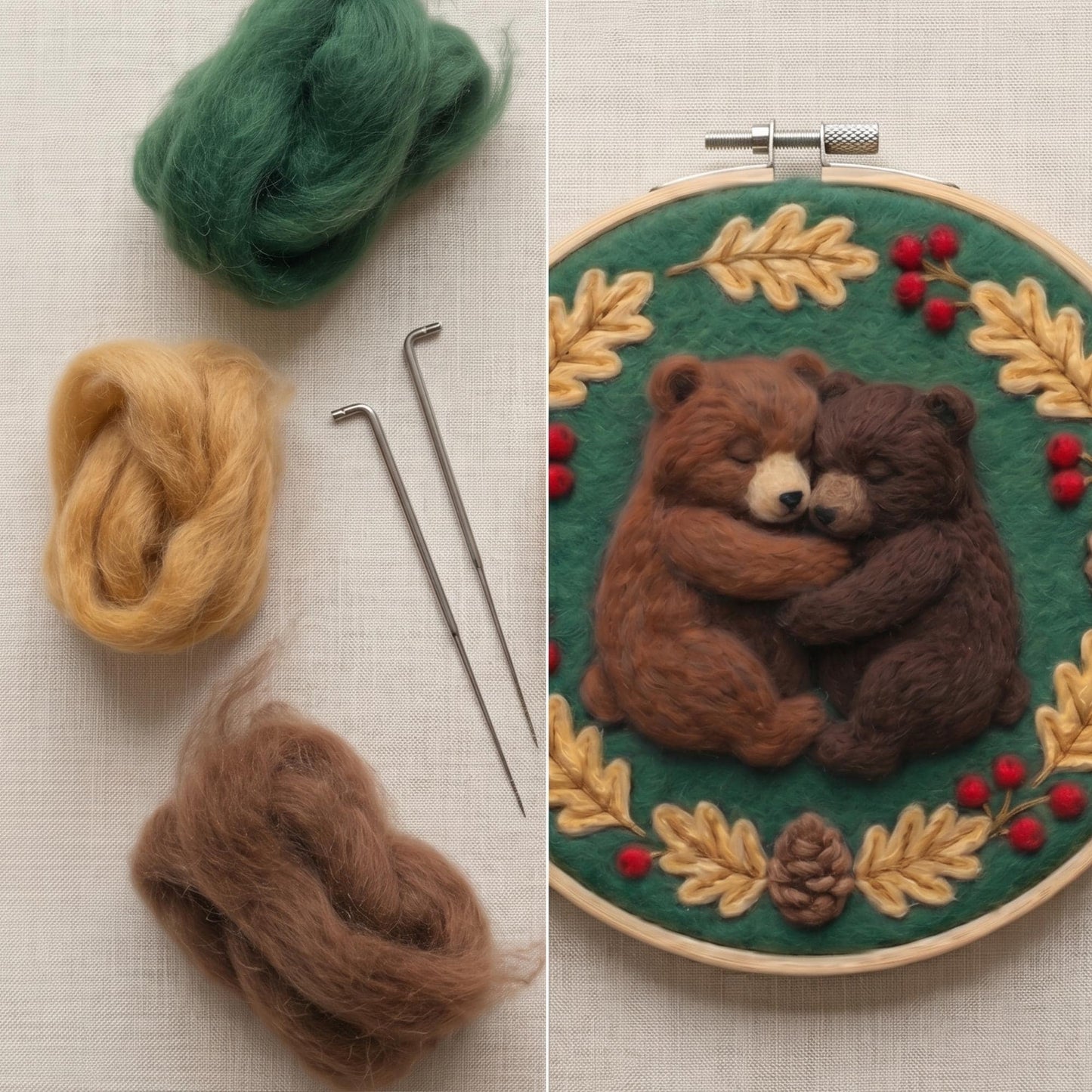 Bear Cubs Needle Felting Kit