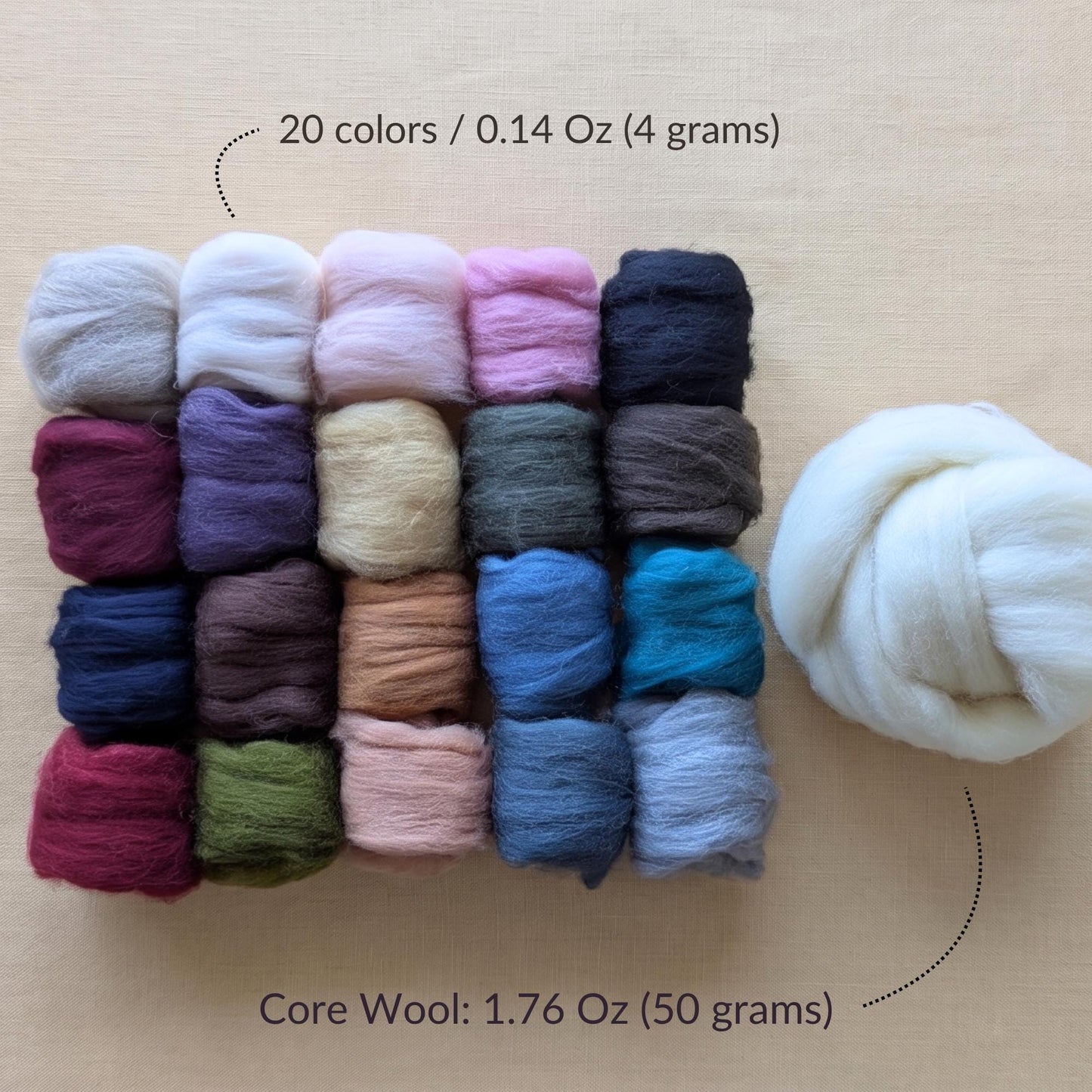 Large Merino Wool Roving Set – 20 Colors